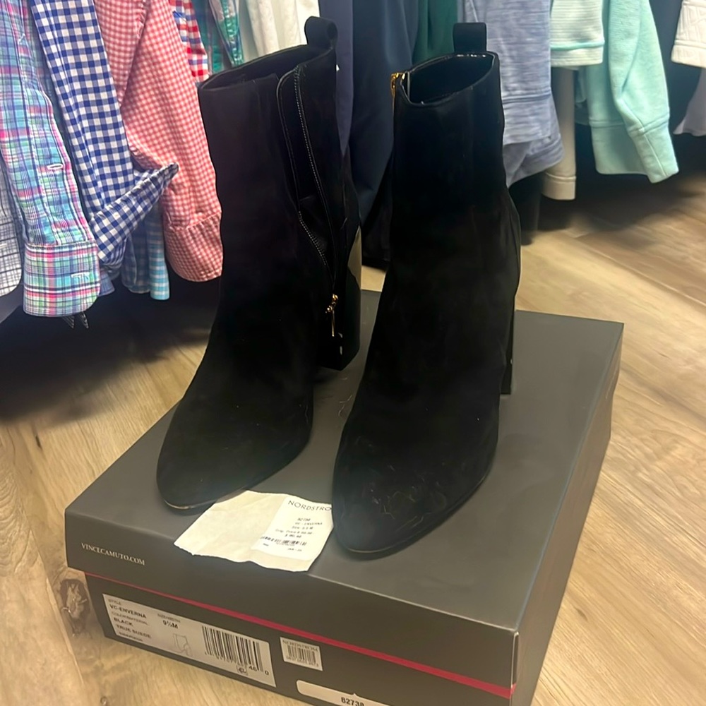 Vince Camutoblack suede boots—9.5